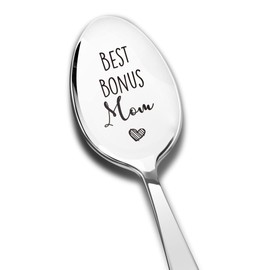 Best Bonus Mom Spoon Engraved Stainless Steel Funny, Love Quote Gifts for Stepmom Best Coffee Spoon Gifts for Birthday Christmas
