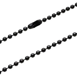 Cenote c0609 0.1 inch (2.5 mm) Wide Ball Black Stainless Steel Chain, Hypoallergenic, Stainless Steel Accessory, Stainless Steel
