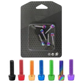 LEAUNGYOO 6 Pcs Stainless Steel Titanium Plated Hex Socket Bicycle Bolts Bike Stem Hex Bolts for Stem Bolts with Washers Taper Head M5x18mm M5x 23mm Bicycle Motorcycle Wheel License Plate Mounting