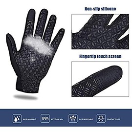 ComfyBear Warm Thermal Gloves Cycling Running Driving Gloves-Black (Black, M)