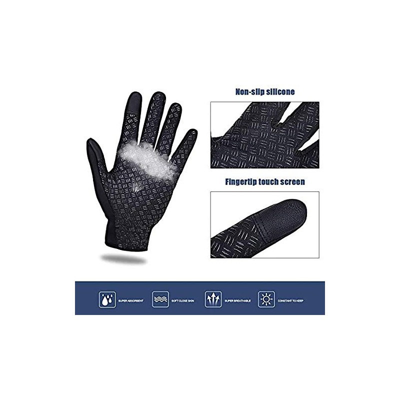 ComfyBear Warm Thermal Gloves Cycling Running Driving Gloves-Black (Black, M)