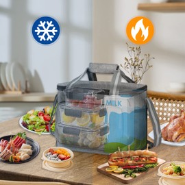 Cool Bag 15 L, Cool Bag Small Foldable Lunch Bag Men Women Thermal Bag for Office Camping Picnic Travel Grey