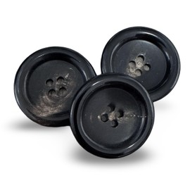 Pack of 10 Real Horn Buttons Black Brown Flat 4 Holes in 15 mm, 20 mm, 22 mm or 25 mm (20 mm)