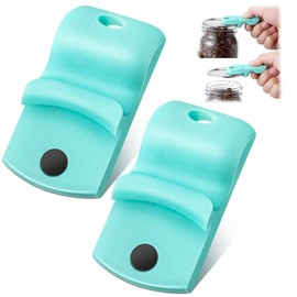 Dreyoo 2 Pack Canning Jar Opener with Magnets, Mason Jar Opener Canning Tool, Canning Jar Opener for Releases Aluminum Vacuum Seal on all Wide Mouth and Regular Mouth (Blue)