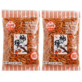 Uegaki Beika Extra Hot Rice Cracker Kaki No Tane 4.5oz (Pack of 2)