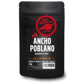 Chilli Scovilla Ancho Poblano Flakes in Seal Pack, 40 g