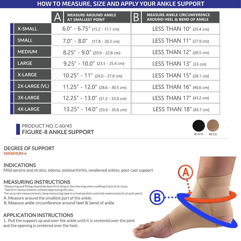 Champion Ankle Support, Figure-8 Style, Knit Elastic, 2X-Large