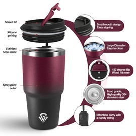 Tazza Termica 600ml 20oz, Termos Caffè con Doble Pared Reutilizable, Tazza da Viaggio per Caffe, Borraccia Termica in Acciaio Inox, sin BPA, Bicchiere Termico para Viajes, Oficina, Deporte, Escuela
