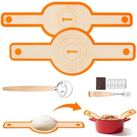 9Pcs Silicone Bread Sling Set for Dutch Oven with Dough Whisk & Bread Lame, Non-Stick & Easy Clean & Reusable, Extra Thick Silicone Baking Mat with Long Handles - Orange