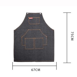 Chef Apron for Men Women with Pockets, Cross Back Denim Apron for Kitchen Cooking Baking Artist Painting, Cotton Canvas Work Aprons for Shop, Garden, Restaurant, Bartender, Denim Barista Apron
