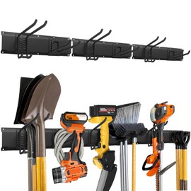 DTXIAQIAO Wall Mounted Tool Hooks, Garage and Garden Tool Organizer, Shovel and Rake Organizer, Heavy Duty Storage Bracket, Load Capacity up to 400 Pounds with 3 Double Hooks and 3 Single Hooks