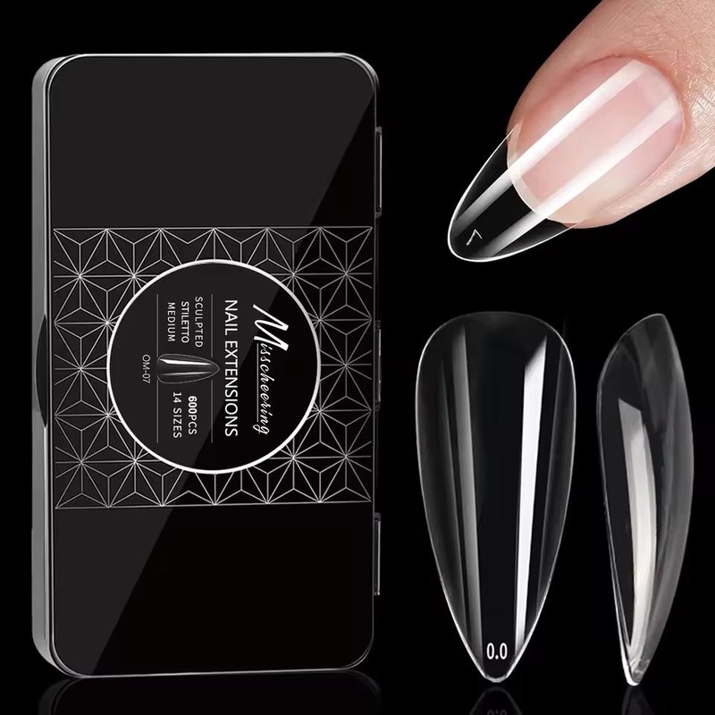 50pcs/box Transparent Seamless Fake Nail Soft Full Cover Trapezoidal Oval
