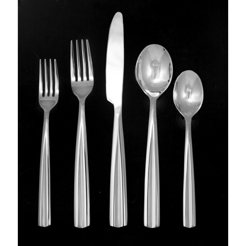 Ginkgo International Nico Stainless Steel Place Flatware, 5-piece set, Silver