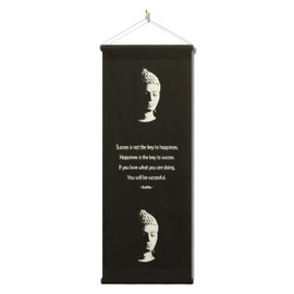 G6 Collection Inspirational Wall Decor Buddha Banner, Inspiring Quote Wall Hanging Scroll, Affirmation Motivational Uplifting Message Art Decoration, Thought Saying Tapestry Buddha - Success (Black)