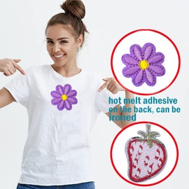 MENGSOOD Colorful Floret Embroidered Patches Colorful Cute Cartoon Iron-On Appliques Assorted Decorative Embroidery Sew-On Patch for Clothing Dress Hat Jeans DIY Accessories (22pcs Flowers)