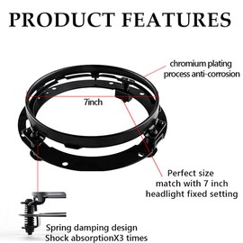 SKUNTUGUANG 7" 7 Inch headlight Ring Mounting Bracket with Wire Harness Adapter for Motorcycle Street Glide Road King Electra Glide Headlight bracket(Black)