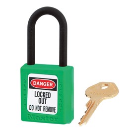 Master Lock 406GRN Dielectric Thermoplastic Safety Padlock for Electrical Installation, Green, Shackle 3,8 x 2 cm