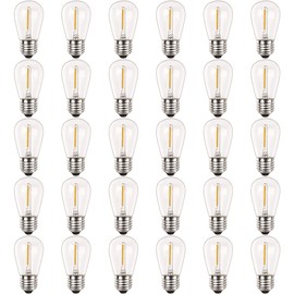 Newhouse Lighting S14LED30P Outdoor Weatherproof 1W (11W Equivalent) Shatter-Resistant S14 LED Replacement String Light Bulbs, Warm White 2700K, Standard E26 Base, Shatterproof, 30-Pack
