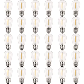 Newhouse Lighting S14LED30P Outdoor Weatherproof 1W (11W Equivalent) Shatter-Resistant S14 LED Replacement String Light Bulbs, Warm White 2700K, Standard E26 Base, Shatterproof, 30-Pack