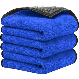 Towelogy Microfibre Cleaning Cloth (3-Pack) Super Absorbent, Double Sided, Extra Large Microfibre Cloths, Streak Free, Lint Free Micro Fibre Cloths for All Purpose Cleaning 40x40cm (Blue)