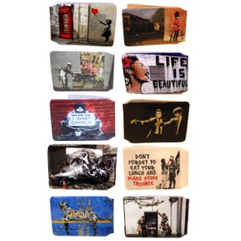(80+ Designs) Bus Pass Wallet Credit Travel Rail Ticket Card Holder for Oyster Business ID Card (10x Banksy Wallets Collection Wholesale (1 of Each))