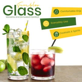 KICHLY 8 Pack Premium Quality Clear Plastic Tumblers - Each 16 Ounce Drinking Glasses - Reusable & BPA-Free Plastic Drinking Cups For Water, Juice & Other Drinks