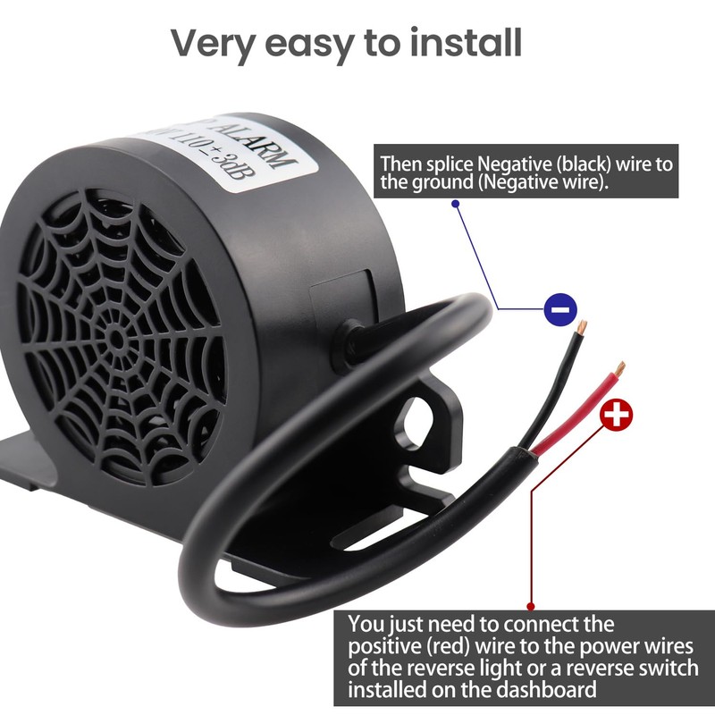 MIRKOO Backup Alarm 110dB 12V-80V DC Waterproof Industrial Heavy-Duty Backup