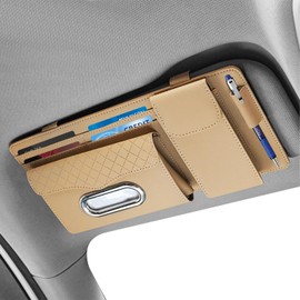 Sun Visor Organiser for Car with 6 Zip Pockets - Universal Storage Bag for Glasses, Phone, Keys and Cards - Compatible with Cars, SUVs and Trucks, Car Sun Visor Fabric