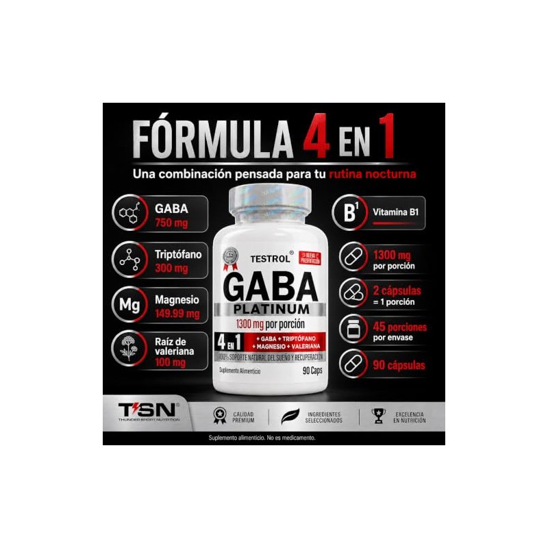 Gaba Platinum | Fórmula 4 En 1 | Gaba 750mg,