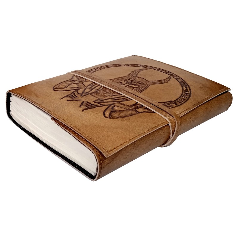 Purpledip Leather Journal 'Khnum, God Of Water': Vintage Egyptian Design
