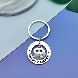 Camping Gifts for Women Girl Friends Happy Camper Gifts Camping Keyring Jewelry Graduation Gifts for Her Happy Camper Keyring Happy Camper Themed Gifts Camper Lover Gifts Christmas Birthday Gifts