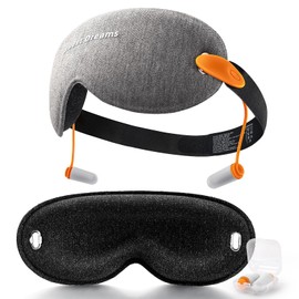 Aosun Sleep Mask, Super Soft and Comfortable 100% Blackout Eye Mask for Sleeping，Integrated Eye Mask & Earplugs for Light Blocking & Noise Reduction, Ideal for Travel