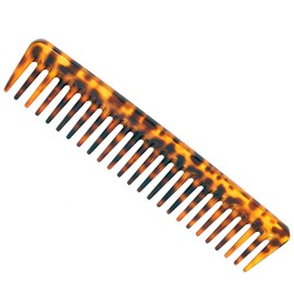 Parcelona Rastrillo de dientes anchos franceses, patrón de leopardo, tamaño grande, 17,8 cm, celuloide, fabricado en Francia, sin estático, estilo salón de belleza, peine para desenredar el cabello