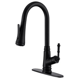 Matte Black Kitchen Sink Faucet with Pull Down Sprayer, Single Handle Stainless Steel Pull Out Kitchen Faucet