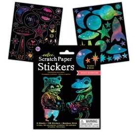 eeBoo: Galactic Space Scratch Stickers/Space Adventure, Scratch and Stick, Allows for Creativity and Imagination, Perfect for Ages 5 and up