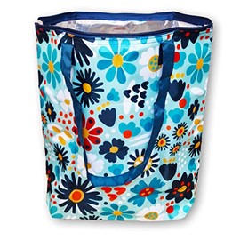 PromotionGift - Reusable Foldable Cooler Bag, Shopping, Beach Bag, Lightweight and Durable, with Aluminium Lining for Perfect Cooling Function - 25L (Blue Daisy), Blue Daisy