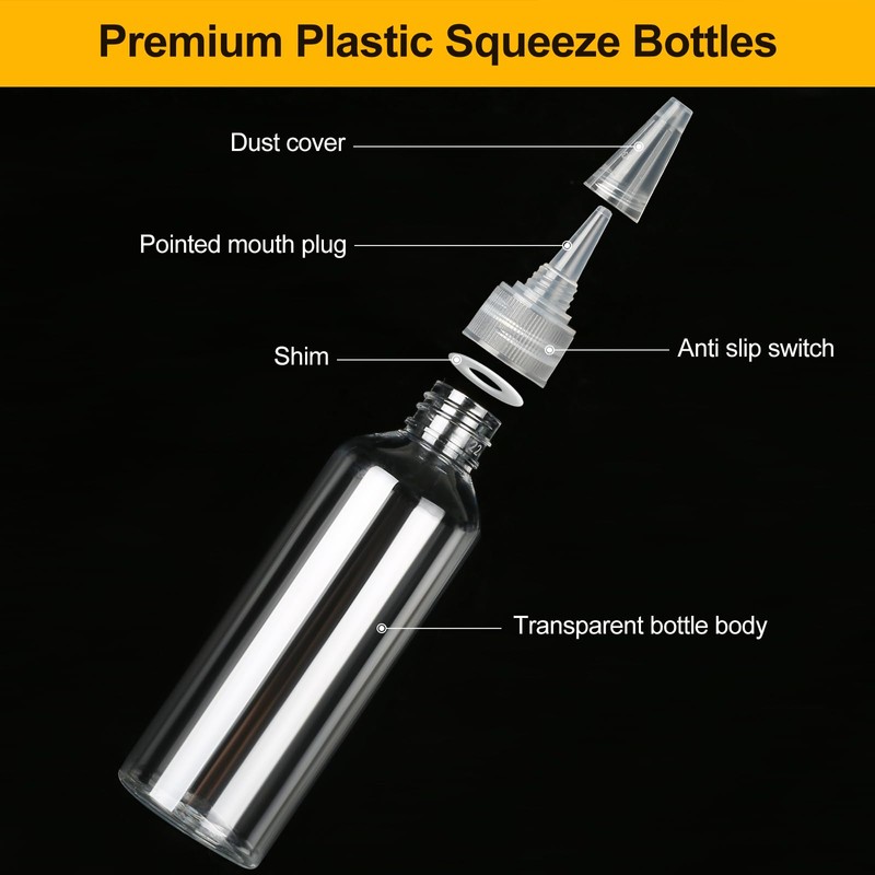 Amentalove 12PCS 100ml Squeezy Bottles with Nozzles, Small Squeeze Bottle,