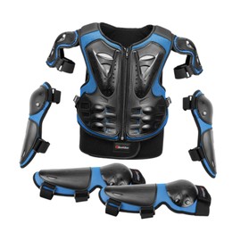 Ronyme Kids Motorcycle Guard Suit with Elbow Knee Pads Dirt Bike Gear Riding Protection Set for Outdoor Sports Skiing Motorbike, Blue