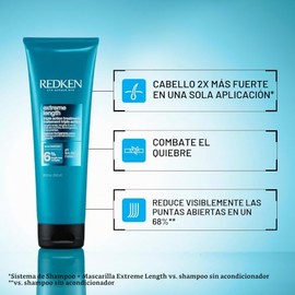 Redken Extreme Length Treatment Mask | Rinse-Out Hair Mask with Biotin & Castor Oil | For Hair Growth | 8.5 Fl Oz