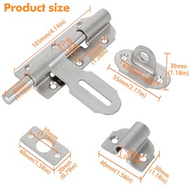 Alise 4 Inch Slide Bolt Gate Latch,Padlock Latches Heavy Duty Barrel Bolts Safety Door Lock,Double Sided Gate Hardware for Fence Gate, Solid Stainless Steel Latches,Brushed Finish MCX1000LS-4C