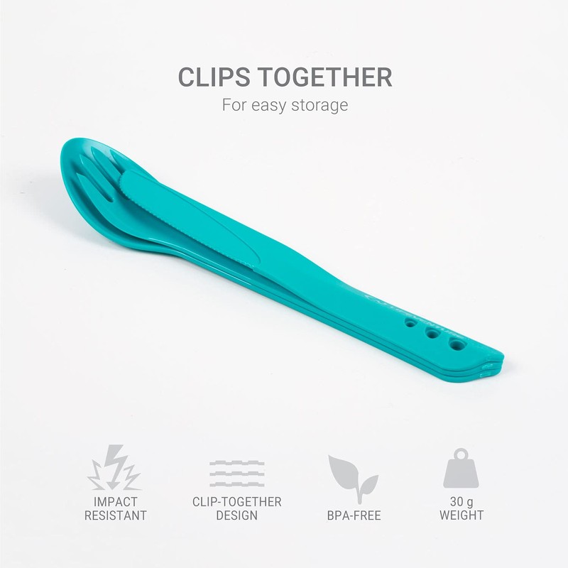 Lifeventure Ellipse Plastic Interlocking Cutlery Set For Camping, Travel &
