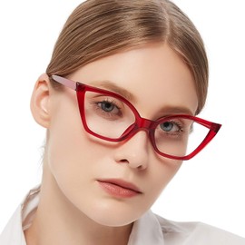 MARE AZZURO Cat Eye Reading Glasses Women Cute Readers 0 1.0 1.25 1.5 1.75 2.0 2.25 2.5 2.75 3.0 3.5 4.0 5.0 6.0 (Red, 125)