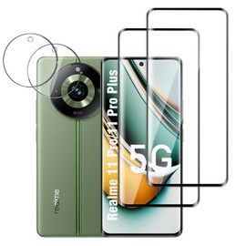 QZJinch [2+2 Pack Screen Protector for Realme 11 Pro,Fingerprint ID Compatible,3D Full Screen Protection,Scratch Resistant,HD Clear，Case Friendly