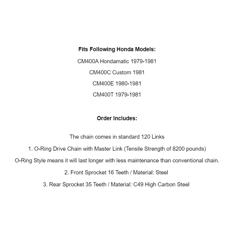 Caltric Black O-Ring Drive Chain & Sprockets Kit for Honda