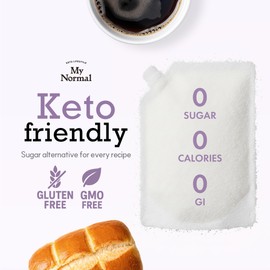 My Normal Keto Powdered Allulose 16oz - 99.8% Allulose, Monk Fruit & Stevia Blend - 1:1 Sugar Substitute, Non GMO, Gluten Free, Zero Calorie Sweetener - 0g Net Carb, No Sugar