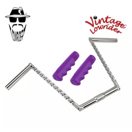 Vintage Lowrider Vtg Lowrider Handlebar Double Square Twisted 12" 25.4mm Chrome & Grips Lowrider