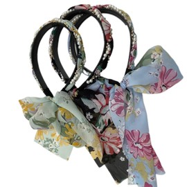 Lmlliang3PC Retro Long Ribbon Headband,of Boho Headbands,Hair Headbands,for Women's Girls Fashion Hair Accessories Hairpins,Sports,Yoga Gym Workout Headband(Black,Yellow,Light Green)