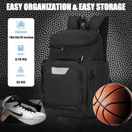 LARIPOP Basketball Backpack Large Sports Bag, Gym Bag with Ball Compartment and Shoe Compartment to Store Sports Shoes Water Bottles Laptops and Daily Necessities, Widely Used in Basketball, Soccer