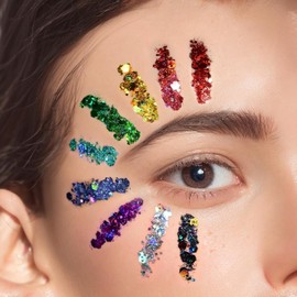 Gel de Purpurina para Cuerpo y Rostro,Purpurina para la cara gruesa, purpurina suelta holográfica para el pelo del cuerpo,Maquillaje en Gel con Purpurina para Labios,Cabello,Ojos (color)