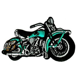 Motorcycle Turquoise Bobber Sew-On / Sew On / Iron-On Patch for Clothes Embroidered Iron-On Patch Applique Biker Cowl Patch Size 9.5 x 5.6 cm